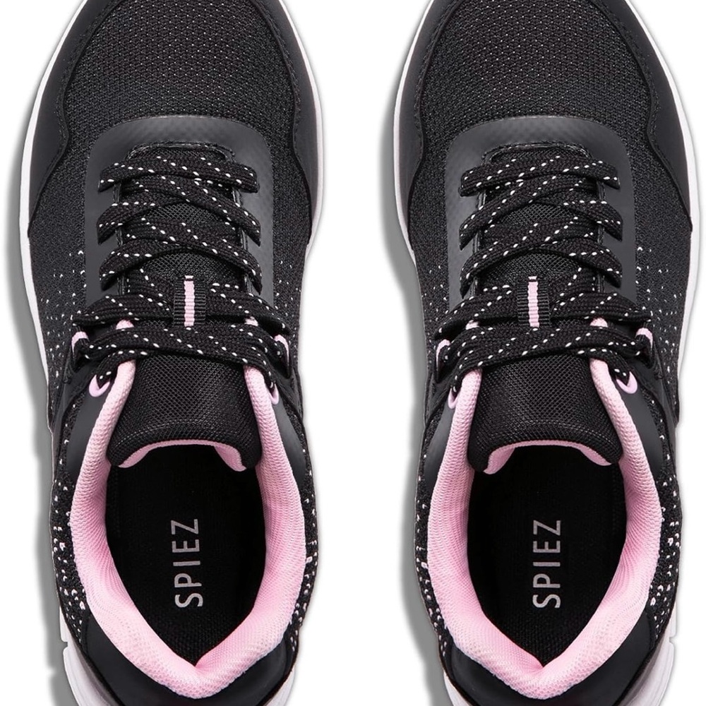 Women's Black and Pink Athletic Sneakers lightweight composite toe safety shoes